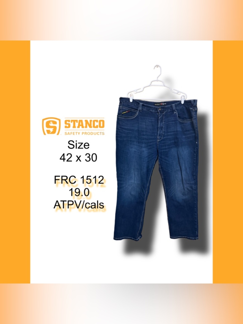 ⭐️ Stanco FR Flame Resistant Jeans 42x30 CAT2 19 ATPV Stretch Oilfield Workwear
